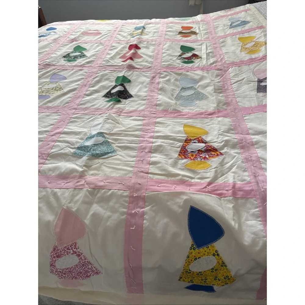 Handmade Blanket Twin Cotton Sun Bonnet Sue Quilted‎ 88 X 32